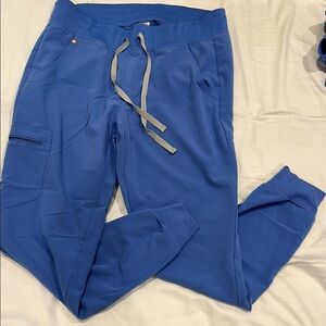 Figs Ceil Blue Zamora Jogger with Gray Drawstring